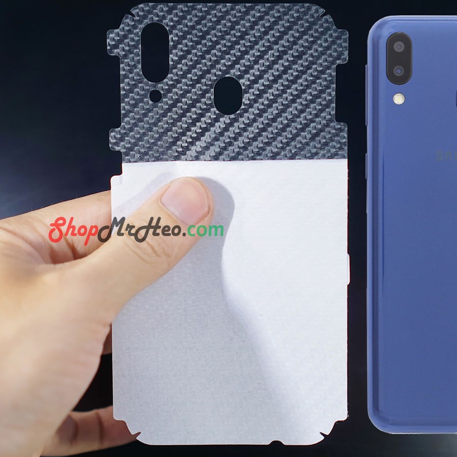 Dán Mặt Sau Lưng Vân 3D Samsung M20 - Carbon, Hình hộp, Nhám
