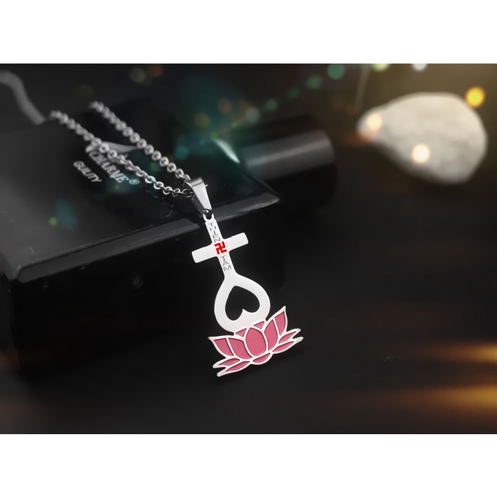 Dây chuyền Thiên Tâm đế sen hồng sáng đẹp, bền màu - Đem lại bình an may mắn cho người đeo