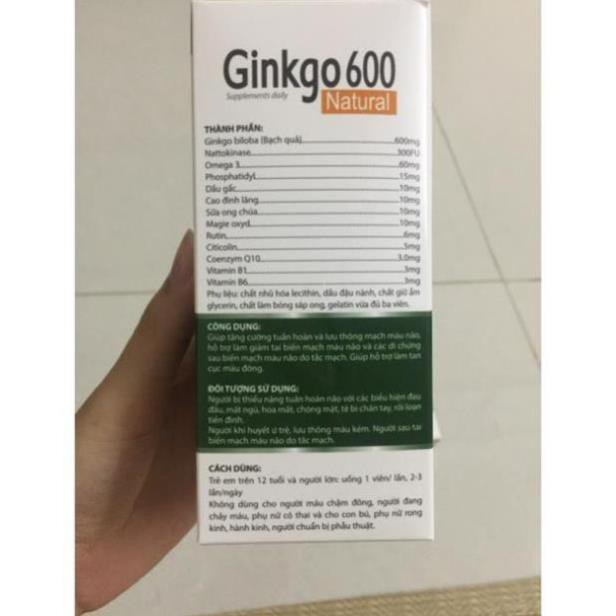 Ginkgo 600 viên uống hoạt huyết dưỡng não hộp 100viên