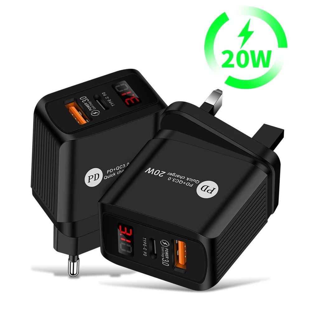 Ổ Cắm Sạc Nhanh Tích Hợp Đèn LED 20W Cho Điện Thoại TAYLOR1 Phích Cắm US / EU / UK