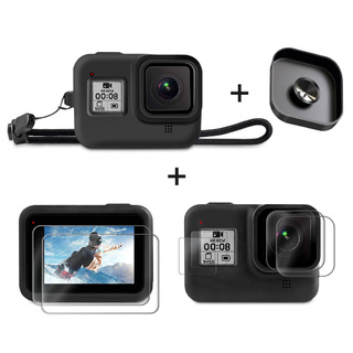 Bộ Ốp Bảo Vệ Bằng Silicone+Kính Cường Lực Cho Máy Ảnh Gopro Hero 8