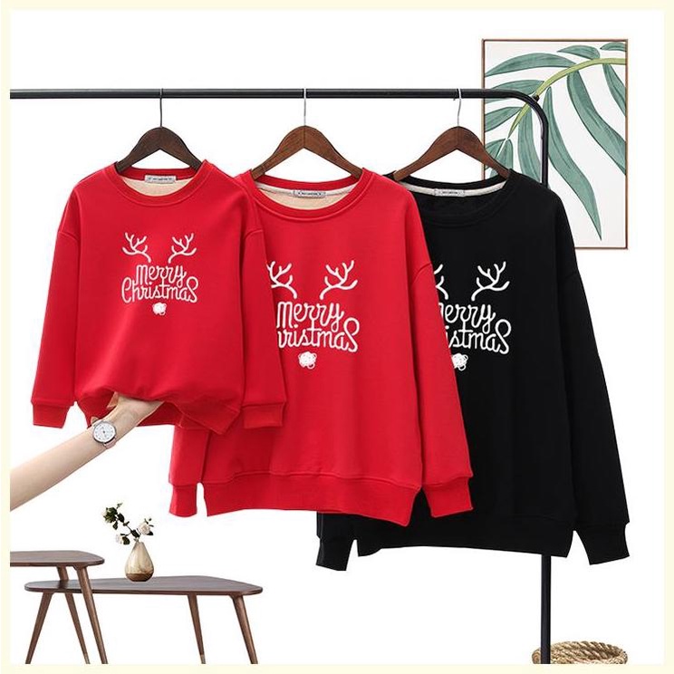 Áo hoodie nỉ gia đình cao cấp Familylove – Set áo gia đình Noel chữ Merry Christmas dễ thương