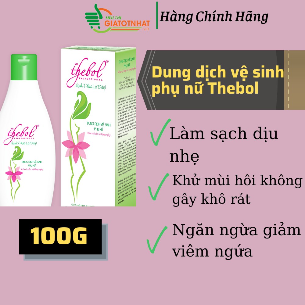 Dung dịch vệ sinh phụ nữ hỗ trợ giảm nhiễm, làm sạch và khử mùi hôi Thebol 100g+Nước hoa lăn sắc xanh 8ml