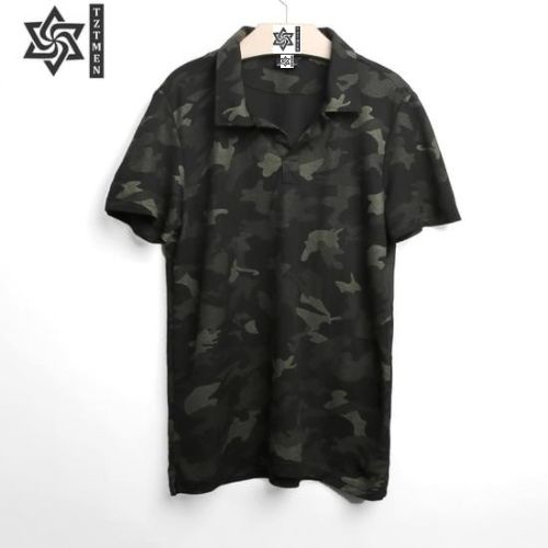Áo Thun Camo Cổ Bẻ Cotton Siêu Co Giãn Thoáng Mát Cực Chất Hot Trend 2021