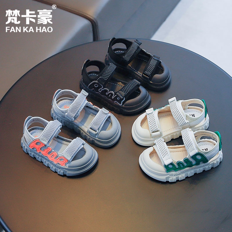 T06- Sandal bé trai quai dù êm, đế mềm chống trượt. mẫu mới, mũi chống vấp