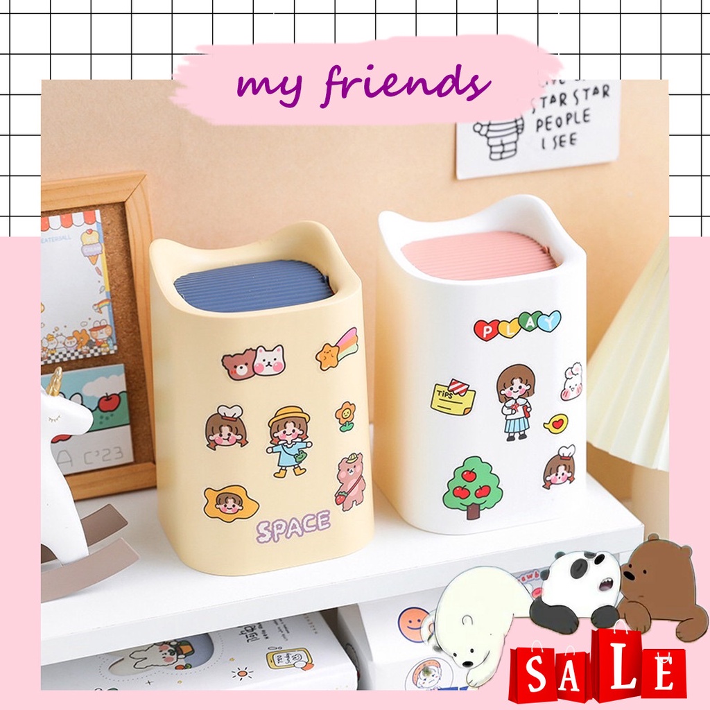 THÙNG RÁC MINI ĐỂ BÀN TIỆN DỤNG TẶNG  STICKER TRANG TRÍ