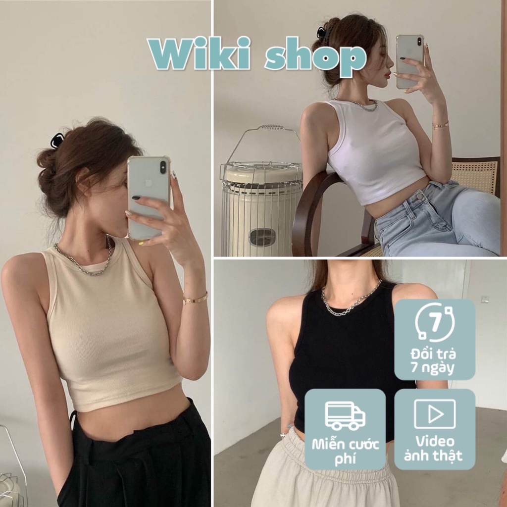 [C424] Áo croptop ba lỗ thun tăm 3 màu dáng croptop nữ - Phông trơn body dáng ôm co dãn cá tính ulzzang Wikishop