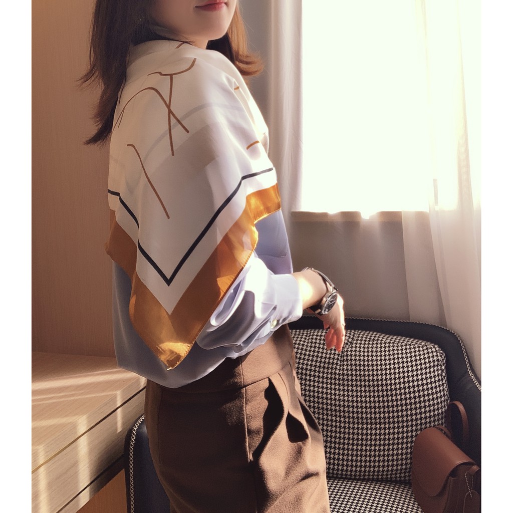 Khăn Choàng Cổ Vuông 90CM Chất Liệu Lụa Mềm Thời Trang Cho Nữ WJ1006-40