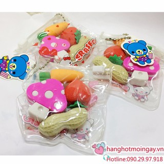 Túi 4 Viên Tẩy Bút Chì Đồ Chơi, Gôm Tẩy Hình Đồ Ăn