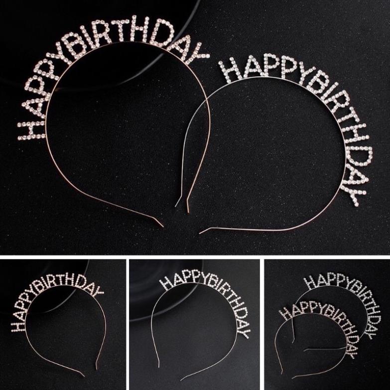 Bờm đính đá, băng đô cài tóc đính đá Happy Birthday phụ kiện chụp hình sang chảnh trang trí sinh nhật PK Tkutrang