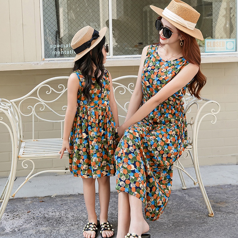 Đầm Dài Không Tay Bằng Vải Cotton Lụa Mỏng 100-175cm Dành Cho Mẹ Và Bé Đi Biển
