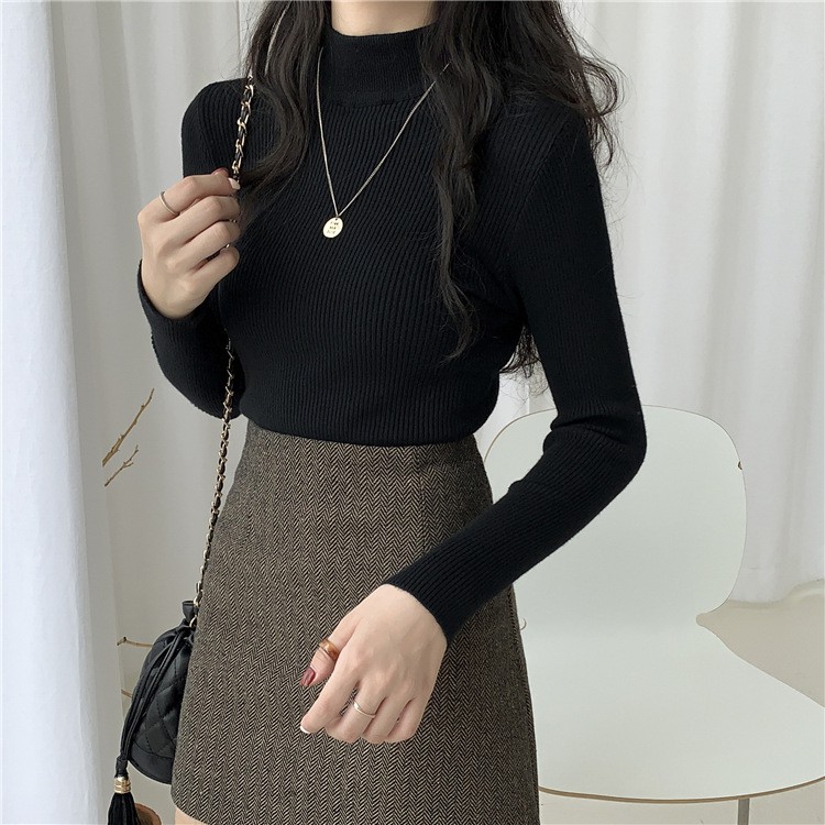 Áo Tay Dài Nữ Cổ Lọ Len Tăm, Vải Dệt Kim Mềm Mịn Mát Thiết Kế Trẻ Trung Thanh Lịch - MSP T32