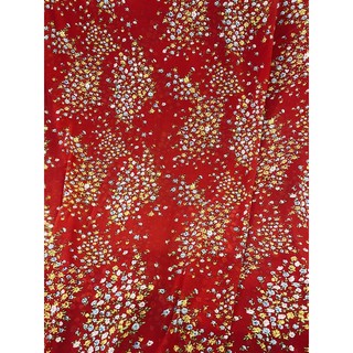 Vải voan chiffon nền đỏ hoa nhí MS6668