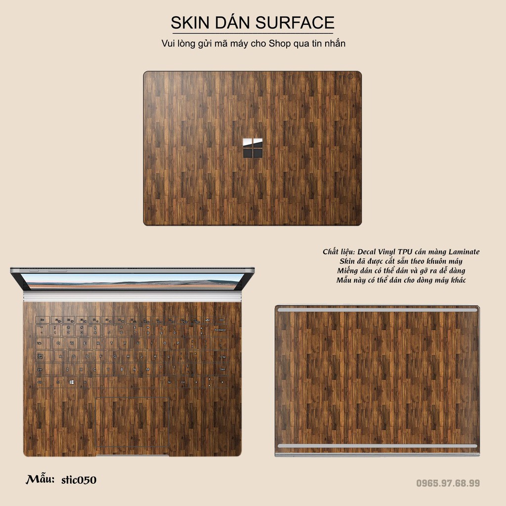 Miếng dán Skin bảo vệ mặt lưng Surface Pro 2/ Pro 3/ Pro 4/ Pro 5/ Pro 6/Pro 7/Pro X / Surface Go /Book in hình sưu tầm