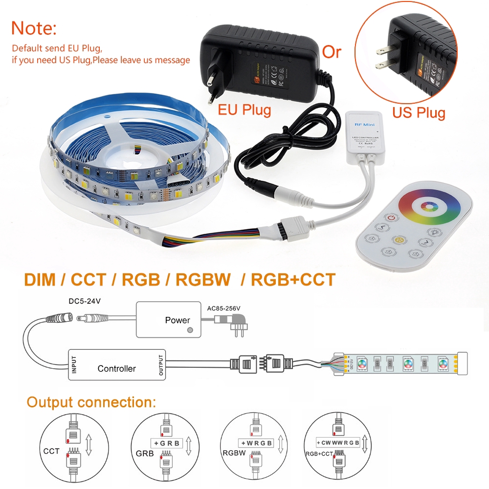 Dây Đèn Led 5050 Rgb / Rgbw / Rgbcct 60leds / M 5m + Bộ Điều Khiển Từ Xa