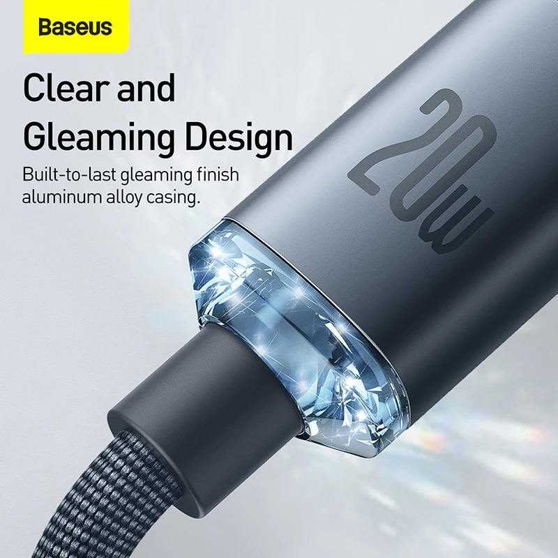 Cáp Sạc Nhanh PD 20W Baseus Crytal Shine Series Chính Hãng - Sạc Dây Dù TypeC to IP
