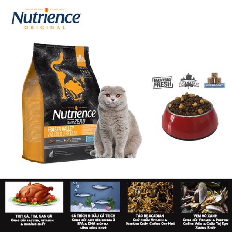 Thức ăn hạt khô cho mèo Nutrience Subzero bịch 500 gr