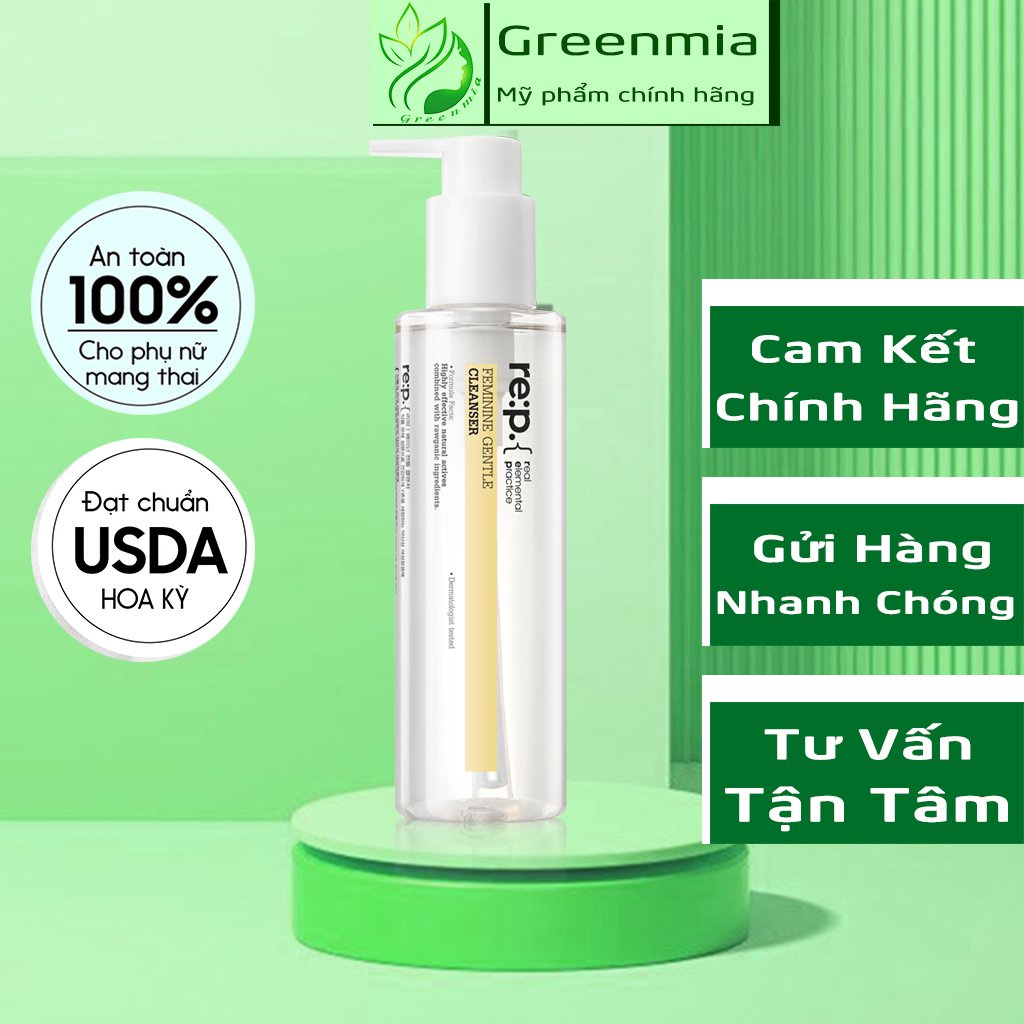 Dung Dịch Vệ Sinh Phụ Nữ RE:P FEMININE GENTLE CLEANSER 100% Organic Rửa Sạch, Ngừa Nấm Ngứa, Dưỡng Ẩm, Làm Hồng, Se Khít