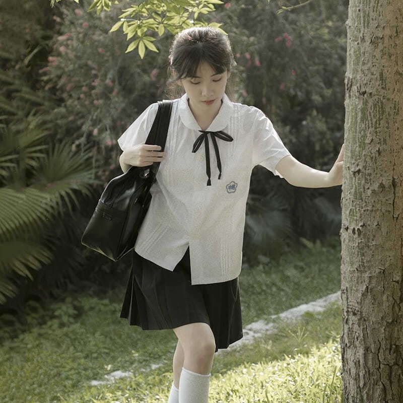 Áo Sơ Mi Trắng Đồng Phục Học Sinh Trung Học Tay Dài Phong Cách Nhật Bản