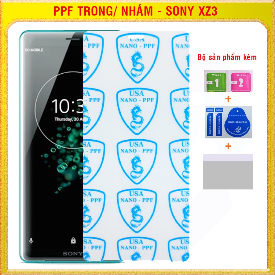 Dán dẻo PPF loại trong và nhám cho mặt trước, sau Sony XZ3