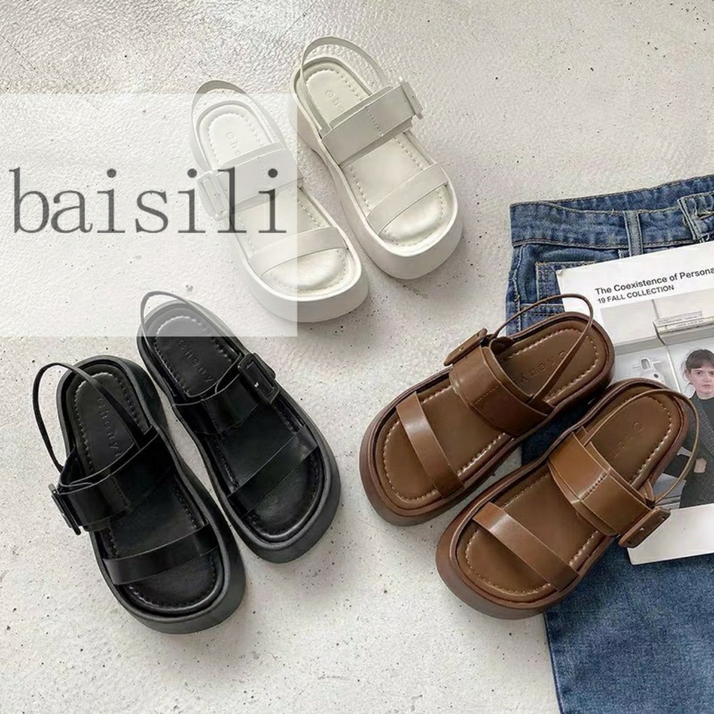 SANDAL NỮ BAISILI - GIÀY THỜI TRANG PHONG CÁCH XUỒNG NỮ TÍNH HAI QUAI NGANG TRƠN ĐẾ BẰNG BS220902