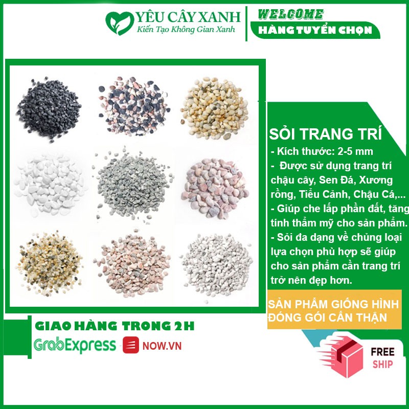 Sỏi Trang Trí ( K/L: 250 gram ) dành cho Chậu Cây - Sen Đá - Xương Rồng - Tiểu Cảnh - Bể Cá...