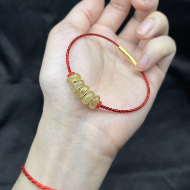 Vòng Tay Ngũ Điếu Đồng Điếu Tóc Vàng Dây Cáp Khoá Mạ Vàng - Chiêu Tài Chiêu Lộc - Đá Phong Thuỷ Văn Hà