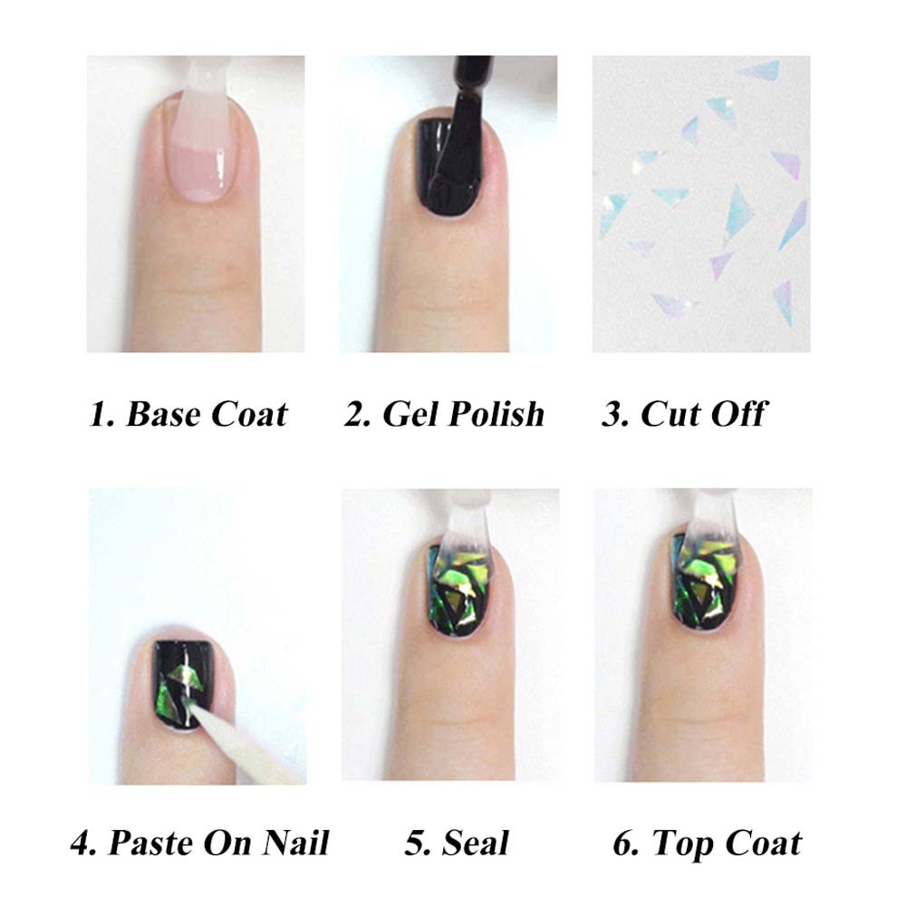 Miếng Dán Trang Trí Móng Tay Nghệ Thuật Chuyển Đổi Lá Kính Laser Lấp Lánh DIY 8 Màu Sắc