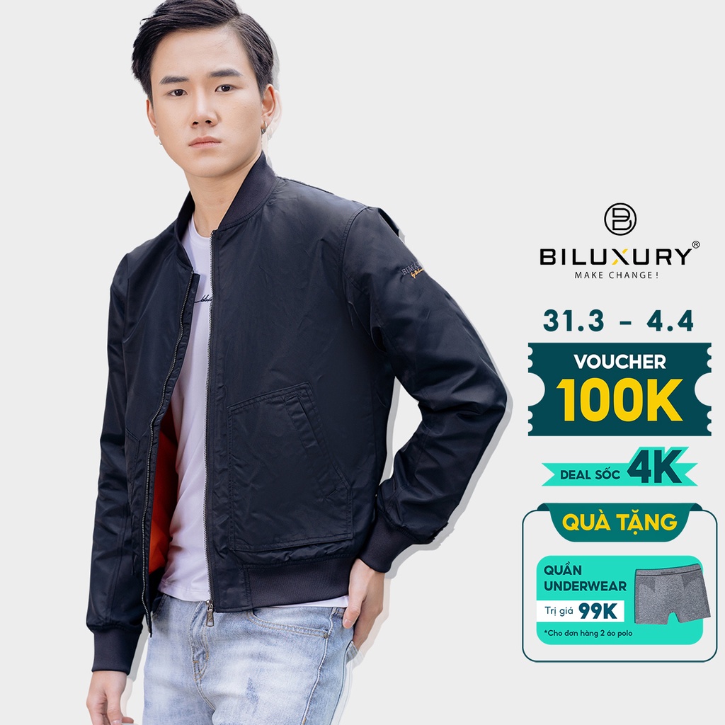 Áo khoác nam bomber Biluxury thời trang hai lớp chống nước Goretex đẳng cấp 4AG2T008