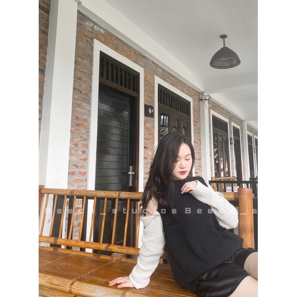 BEECO MOONLY - Áo len đan khoét vai dày dặn