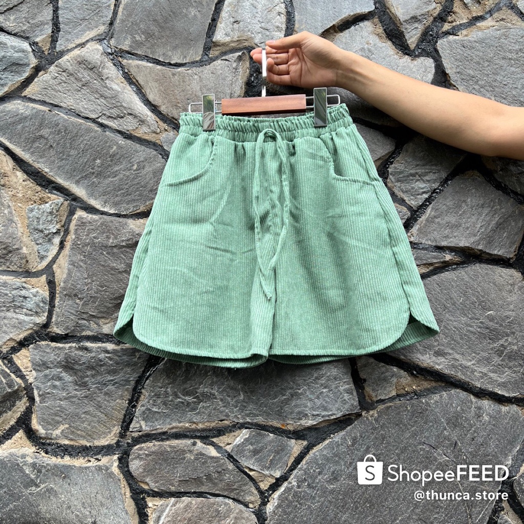 Quần Short Đùi Nhung Tăm Nữ Form Unisex Chất Mát Mẻ, Trẻ Trung quần sooc nữ