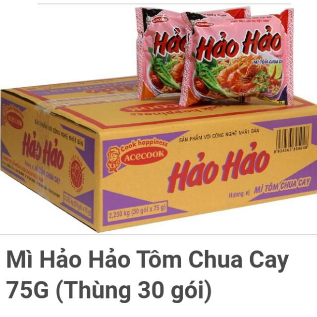 Mì Hảo Hảo tôm chua cay 75g (Thùng 30 gói)