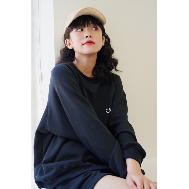 LEN clothing - set áo nỉ quần short hoạ tiết mắt cười - freesize 820302 - 820401