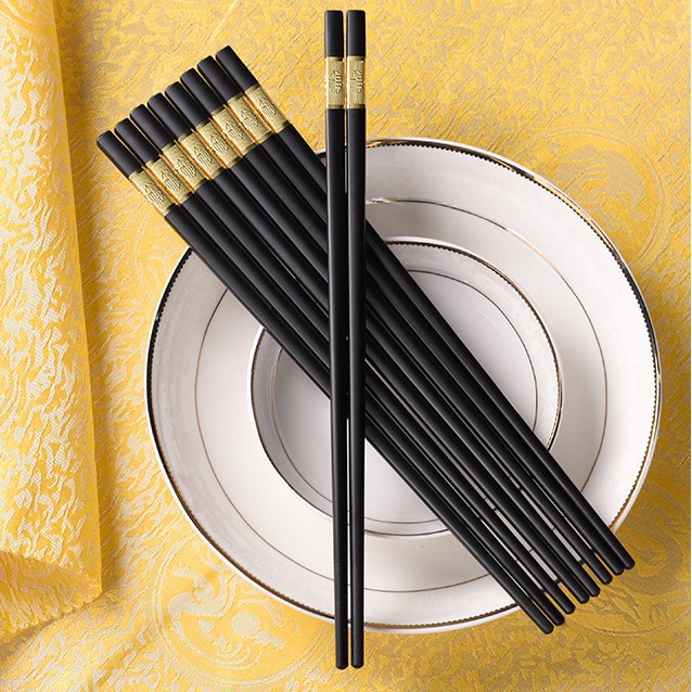 SET 10 Đôi Đũa Hợp Kim Mạ Vàng