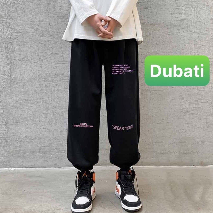 QUẦN JOGGER NAM NỮ UNISEX CHẤT NỈ DÀY DA CÁ ỐNG SUÔNG RỘNG THÊU CHỮ YOUTH RÚT DÂY TREND HÀN QUỐC CAO CẤP - DUBATI FASHI