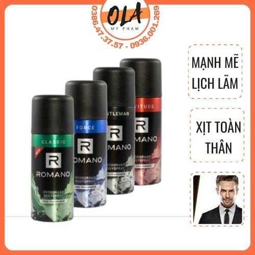 Xịt Khử Mùi Toàn Thân Romano 150ml - Mỹ Phẩm Ola