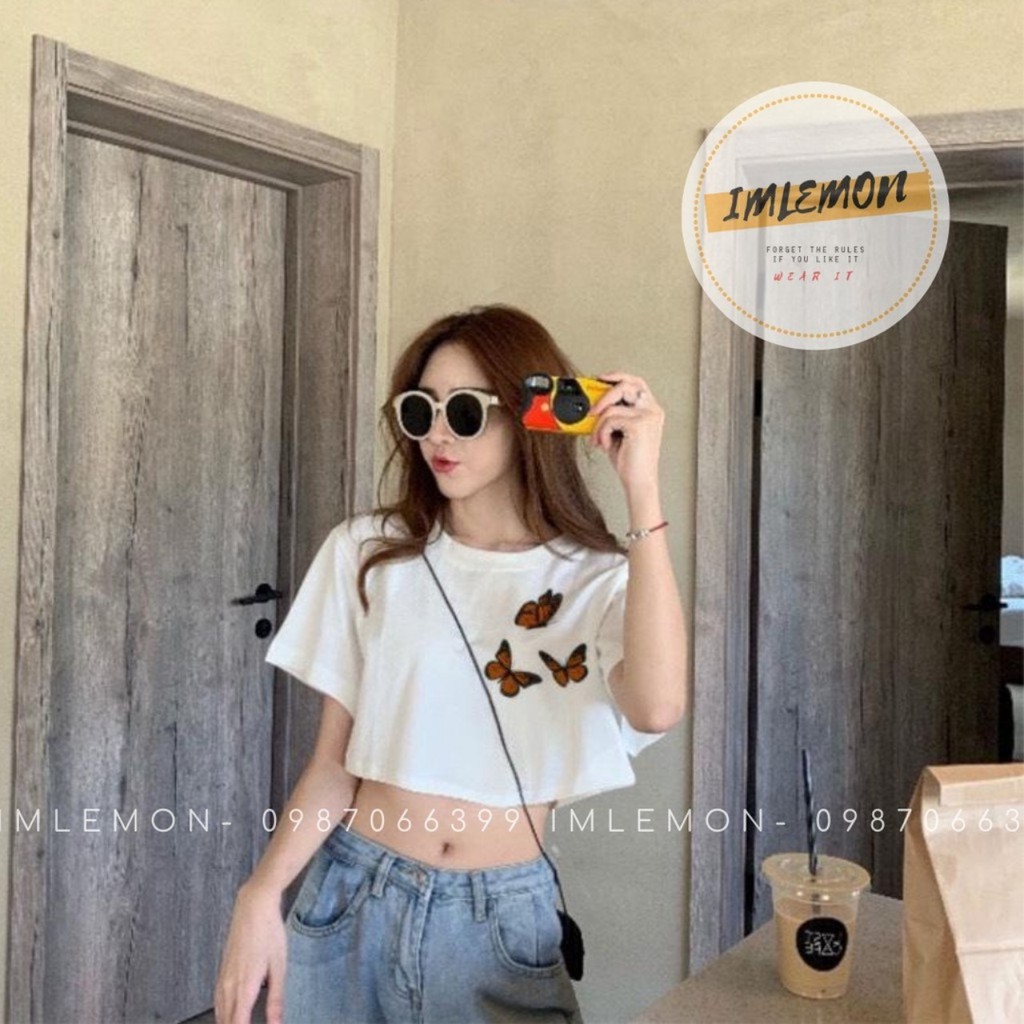 Áo Croptop nữ 3 con bướm ngực trái