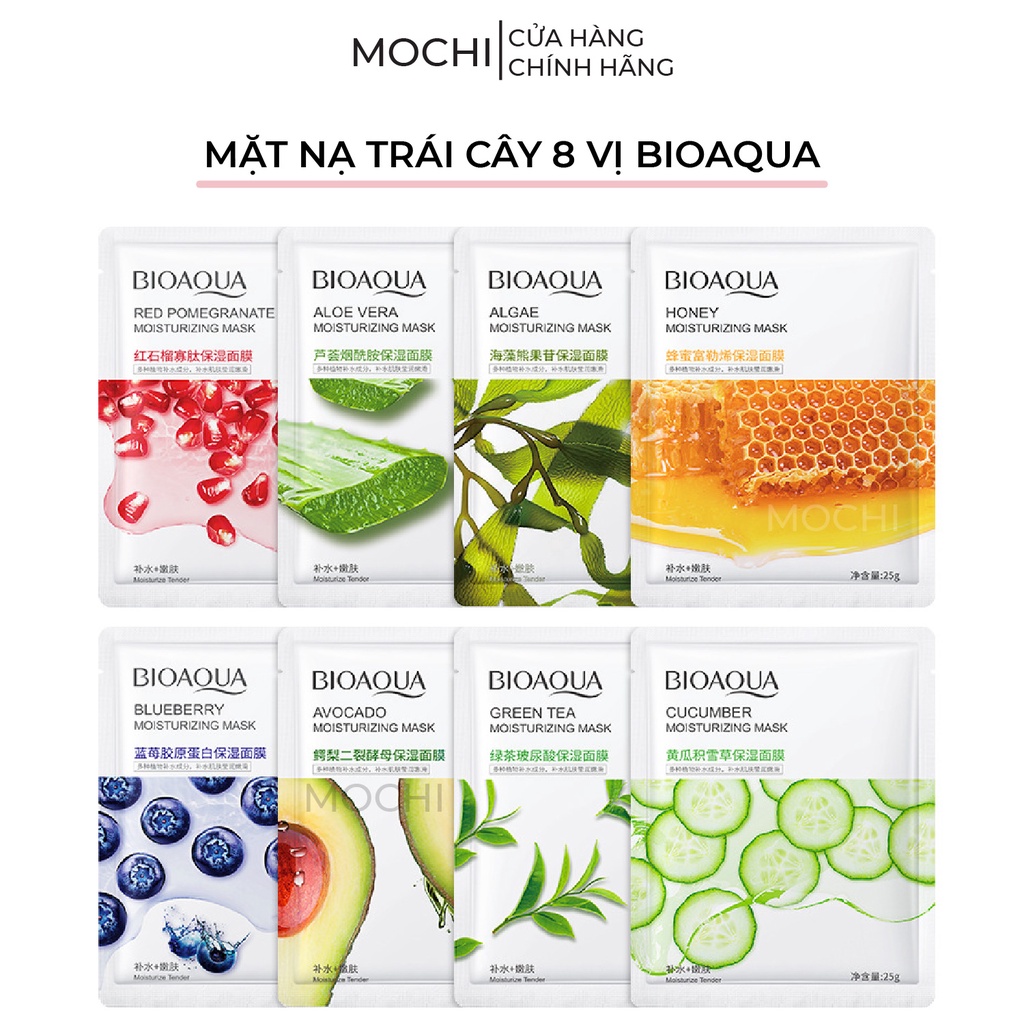 Mặt Nạ Trái Cây 8 Vị Bioaqua Dưỡng Trắng Da l Cấp Ẩm l Giảm Mụn Mask Giấy Đắp Mặt Nội Địa Trung MOCHI SHOP Trà xanh