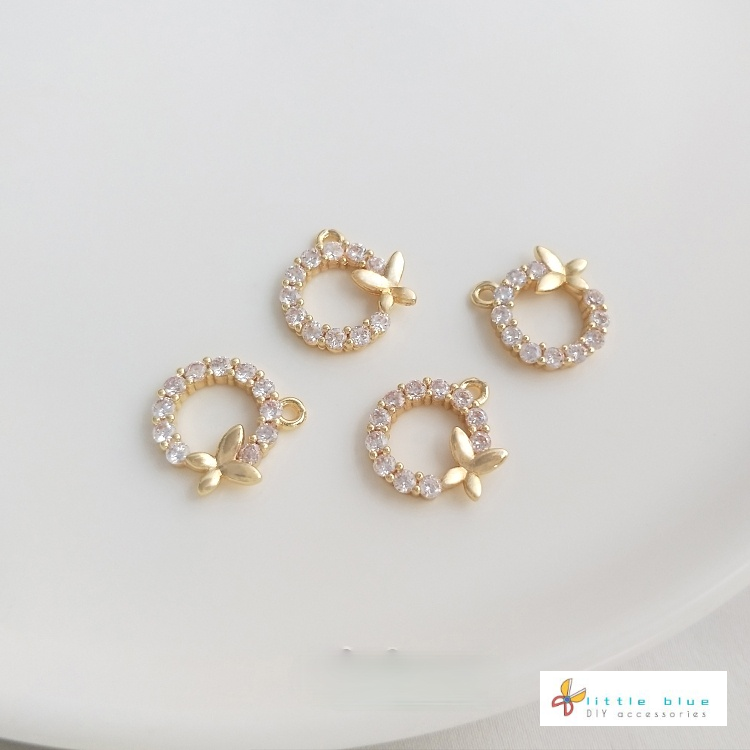 Mặt Trang Sức Hình Bướm Mạ Vàng 14K Nhiều Màu Sắc