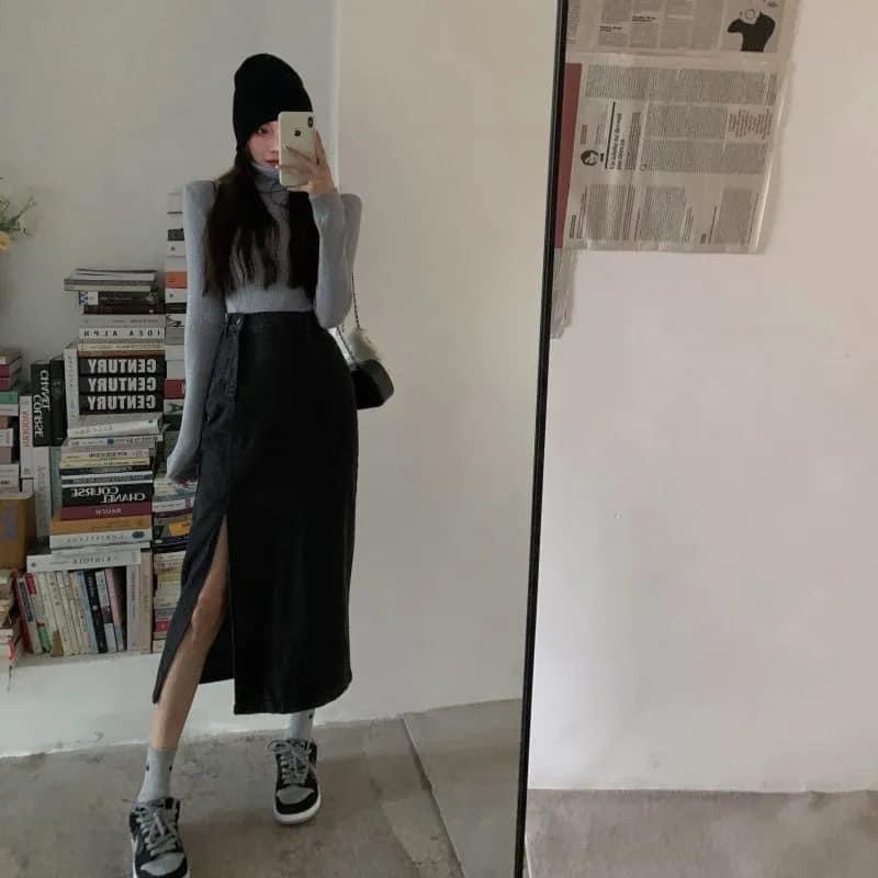 Chân váy jeans dáng dài phong các Hàn Quốc | BigBuy360 - bigbuy360.vn