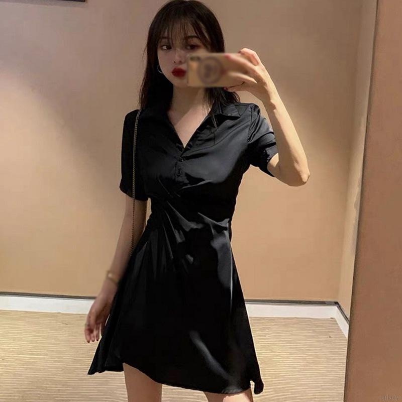 Đầm Ngắn Dáng Ôm Cổ Chữ V Phong Cách Hàn Quốc Nữ Tính