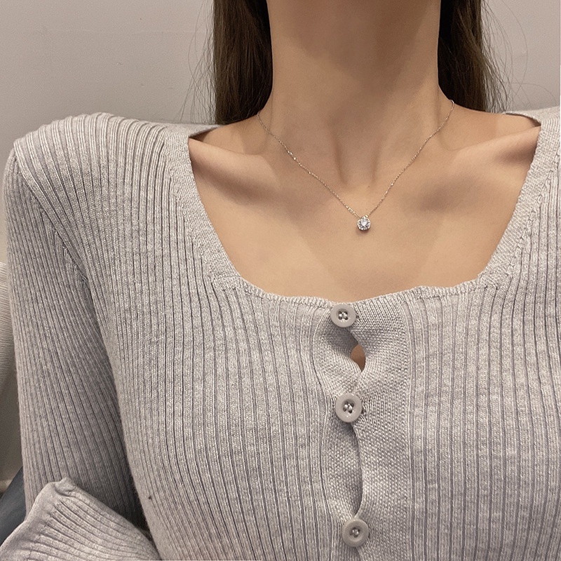 Vòng cổ Titan Đính Đá Zircon Phong Cách Vintage Thời Trang Cho Nữ