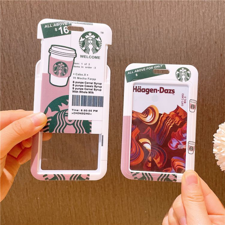 Túi Đựng Thẻ ID/Thẻ Tên Gắn Móc Chìa Khóa Hình Cô Gái Starbucks Dễ Thương Dùng Làm Quà Tặng Cho Học Sinh