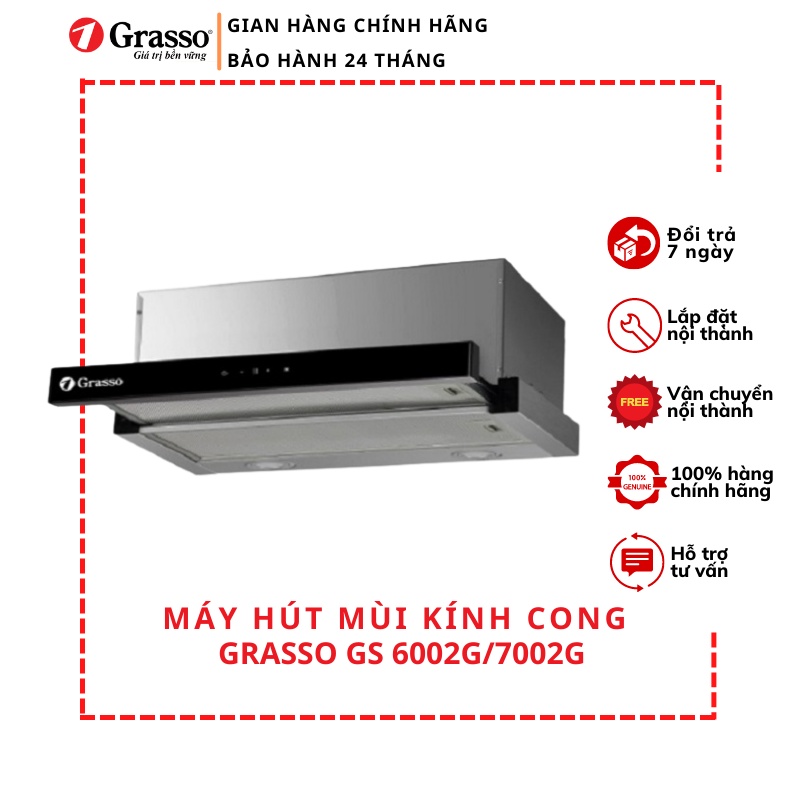 Máy hút mùi kéo rút Grasso GS 6002G/7002G phím nhấn cảm ứng