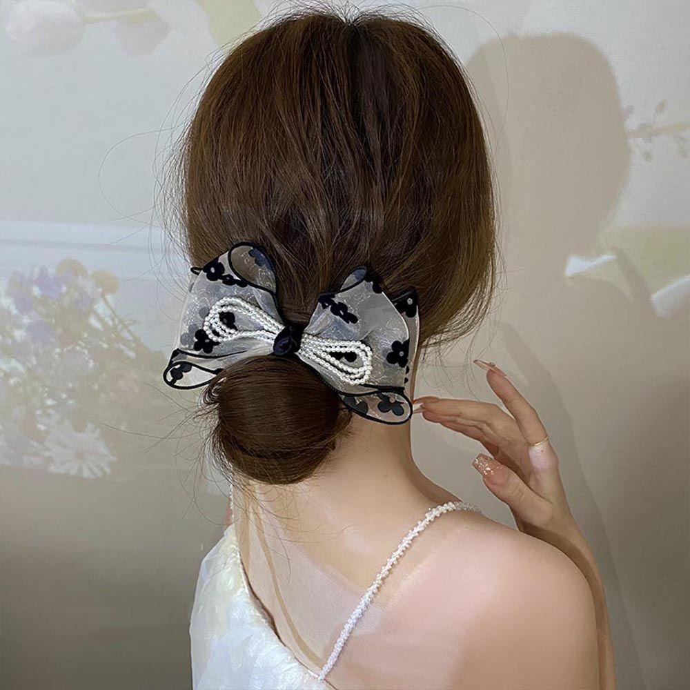 Kẹp Tóc Đuôi Ngựa Bằng Vải Organza Hình Hoa Phong Cách Vintage Hàn Quốc Cho Nữ