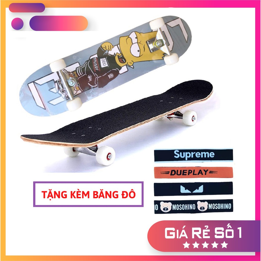 Ván trượt Skateboard Mặt nhám Simpson TẶNG KÈM Băng Đô Thể Thao - Siêu Bền