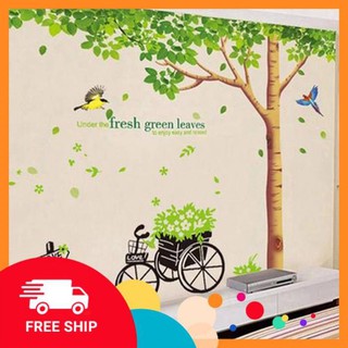 ⚡️𝗙𝗥𝗘𝗘𝗦𝗛𝗜𝗣⚡️ Decal dán tường Cây sồi cỡ đại và xe chở hoa