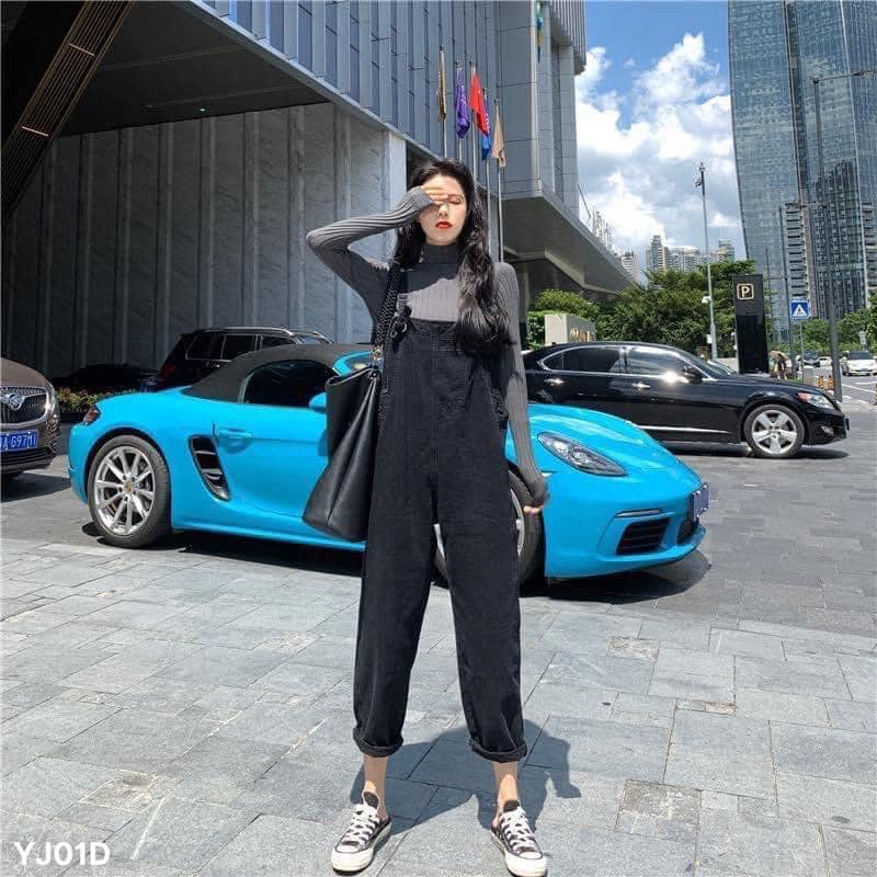 (Hàng có sẵn- Freeship) Yếm jean dài 2 màu_YJ01