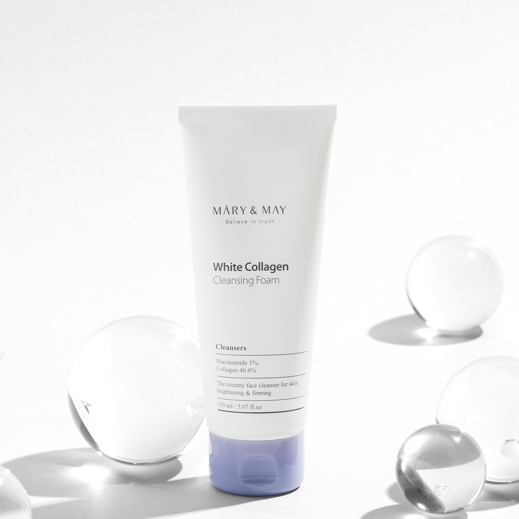 Sữa Rửa Mặt Dưỡng Sáng Da Mary&May White Collagen Cleansing Foam 150ml