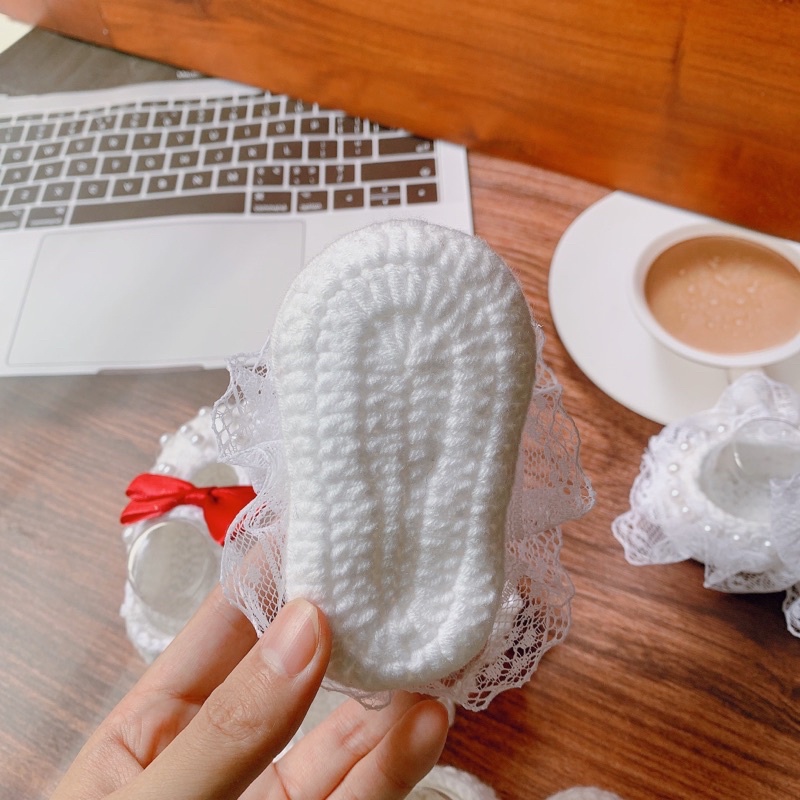 Giày len công chúa đính ngọc cho bé gái từ 0-12 tháng